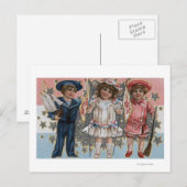 Kinderen in blauw, wit en roze briefkaart (Voorkant / Achterkant)