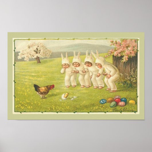 Kinderen in Bunny Suits Easter Poster (Voorkant)