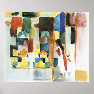 Kinderen in de groenteshop (I) van augustus Macke Poster