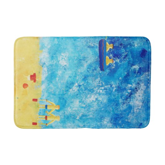 Kinderen in de hedendaagse Seaside moderne kunst Badmat (Voorkant)