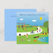 Kinderen in de uitnodiging van de parkpartij sjabl (Voorkant / Achterkant)
