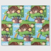 Kinderen in een Trehouse Cadeaupapier (Vlak)