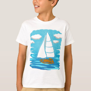 Kinderen in een zeilboot Hanes Tagless ComfortSoft T-shirt