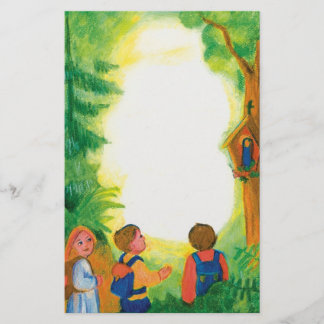 Kinderen in hout briefpapier