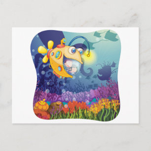 Kinderen in onderzeeër onder water briefkaart