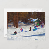 Kinderen in sneeuw briefkaart (Voorkant / Achterkant)