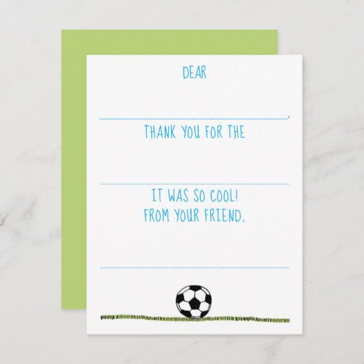 Kinderen Invul Voetbal Jongens Bedankt Notitiekaartje (Voorkant / Achterkant)