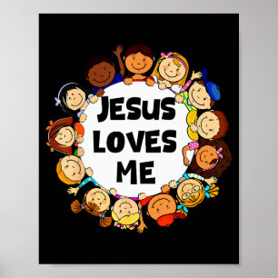 Kinderen Jezus houdt van mij Schattig Christelijk Poster