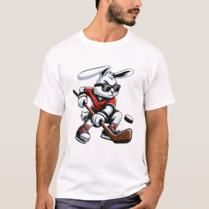 Kinderen Jongens Gelukkig Pasen Konijn Ijs Hockey T-shirt