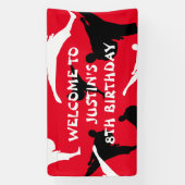 Kinderen karate thema Verjaardagsfeestje welkomstb Spandoek (Verticaal)