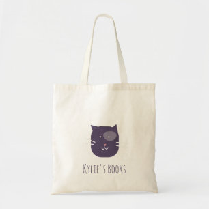 Kinderen Kat Kleintje Paarse Bibliotheek Boek Tote Bag