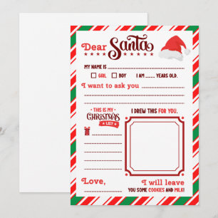 Kinderen Kerst Minimalistische Kerstman Brief Verl Kaart