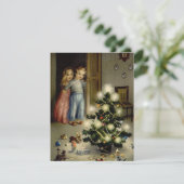 Kinderen Kerst Ochtend Vintage Kaart (Staand voorkant)