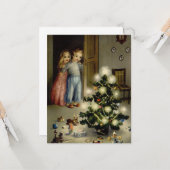 Kinderen Kerst Ochtend Vintage Kaart (Voorkant / Achterkant in situ)