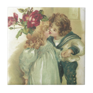 kinderen Kiss a Birthday Greeting Tegeltje
