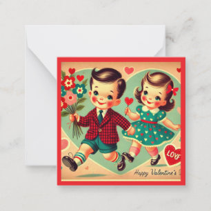 Kinderen Klaslokaal Vintage Valentijnsdag Notitiekaartje