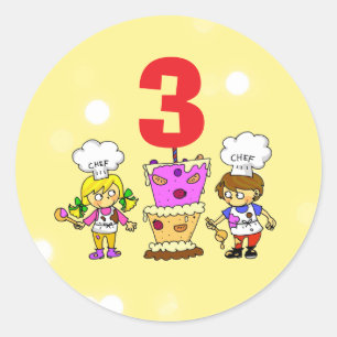 Kinderen Kleine Chef 3e Verjaardagsfeest Ronde Sticker