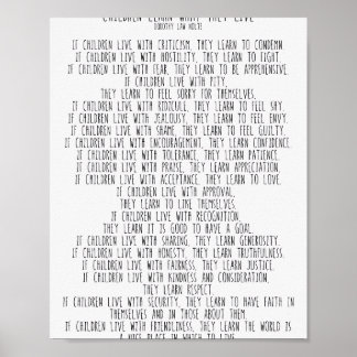 Kinderen leren wat ze leven #minimalisme poster