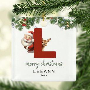 Kinderen Letter L Monogram Kerstboom Metalen Ornament