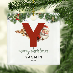 Kinderen Letter Y Monogram Kerstboom  Metalen Ornament
