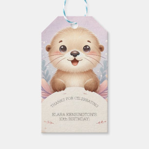 Kinderen Lila Otter Schattig Verjaardagsfeestje Fa Cadeaulabel