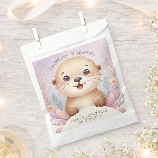 Kinderen Lila Zee Otter Leuk Verjaardagsfeest Bedankzakje (Geknipt)