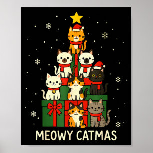 Kinderen Mannen Vrouwen Meowy Catmas Grappige Kers Poster