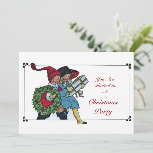 KINDEREN MET CHRISTMAS PARTIJGIFTEN KAART (Staand voorkant)