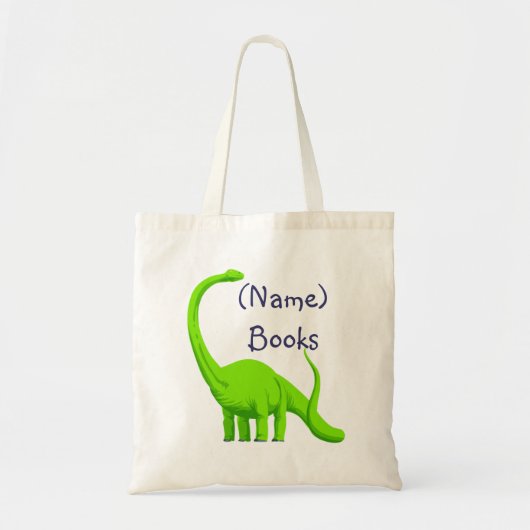 Kinderen met de naam id green dinosaur book canvas tote bag (Voorkant)