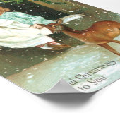 Kinderen met een hert voor kerstmis poster (Hoek)