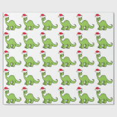 Kinderen met groene kerst Dinosaur Santa Cadeaupapier (Vlak)