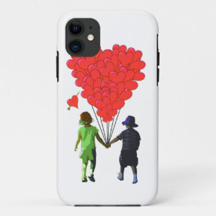 Kinderen met handen en hartvormige ballonnen iPhone 11 hoesje