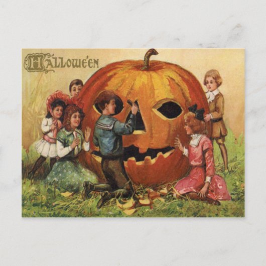Kinderen met Jack O Lantern Pumpkin Briefkaart (Voorkant)