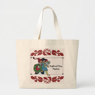 KINDEREN MET KERSTCADEAUS EN RODE BLOEMEN GROTE TOTE BAG