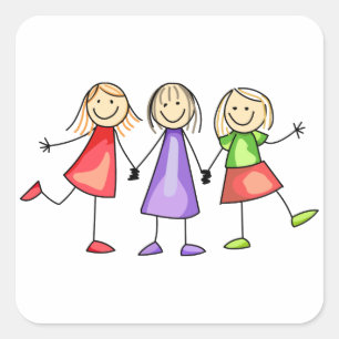 Kinderen met maatje vierkante sticker