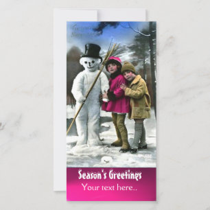 KINDEREN MET SNOWMAN, FOTOTEMPLATE FEESTDAGENKAART
