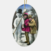 KINDEREN MET SNOWMAN KERAMISCH ORNAMENT (Links)