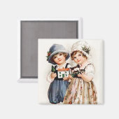 Kinderen met  speelgoed magneet (Voorkant / Achterkant)