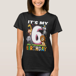 Kinderen Mijn 6e verjaardag dierentuin Oerwoud Saf T-shirt