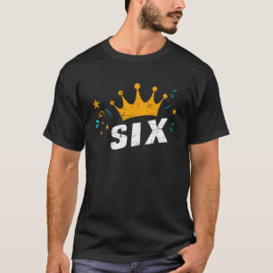 Kinderen mijn zesde verjaardag met kroon en ik ben t-shirt