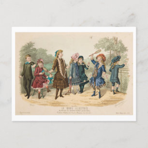 kinderen Mode Illustratie 1883 Briefkaart