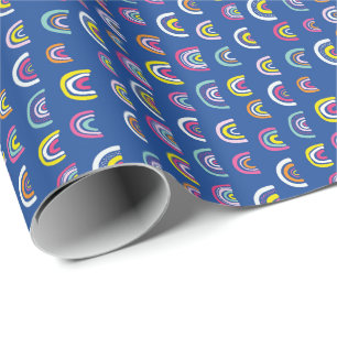 Kinderen Modern Blauw Regenboog Patroon Cadeaupapier
