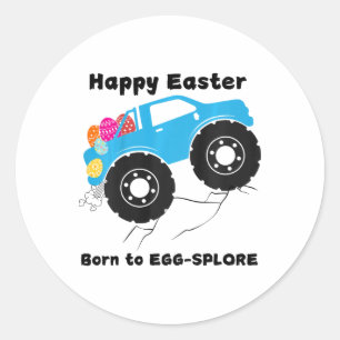Kinderen Mooie Truck Geboren Uit Eieren Pasen Dag Ronde Sticker