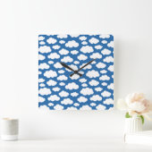 Kinderen Mooie Zachte Wolken in Hemel Blauw Wit Vierkante Klok (Huis)