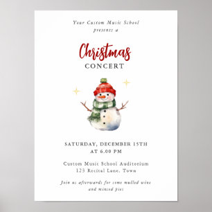 Kinderen Muziekconcert Kerst Schattigee Sneeuwman Poster