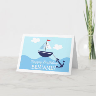 Kinderen Nautische Zeilboot Verjaardag Kaart