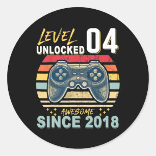 Kinderen Niveau 4 Ontgrendeld Geweldig Omdat Gamer Ronde Sticker