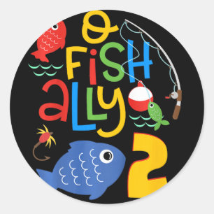 Kinderen O-fish-ally Twee Verjaardagsdecoraties 2 Ronde Sticker