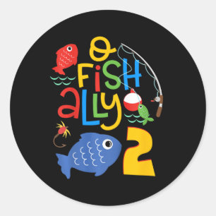 Kinderen O-fish-ally Twee Verjaardagsdecoraties 2 Ronde Sticker