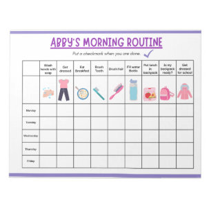 Kinderen Ochtendroutine Checklist met Mooie Pictog Notitieblok